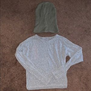 Gray crop top with FREE olive green beanie!